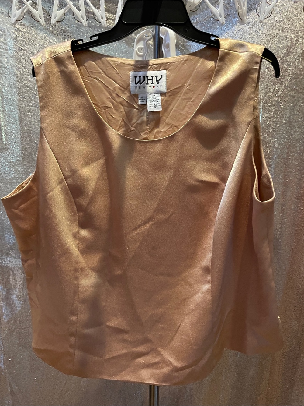 Sleeveless Satin Shell Top in gold